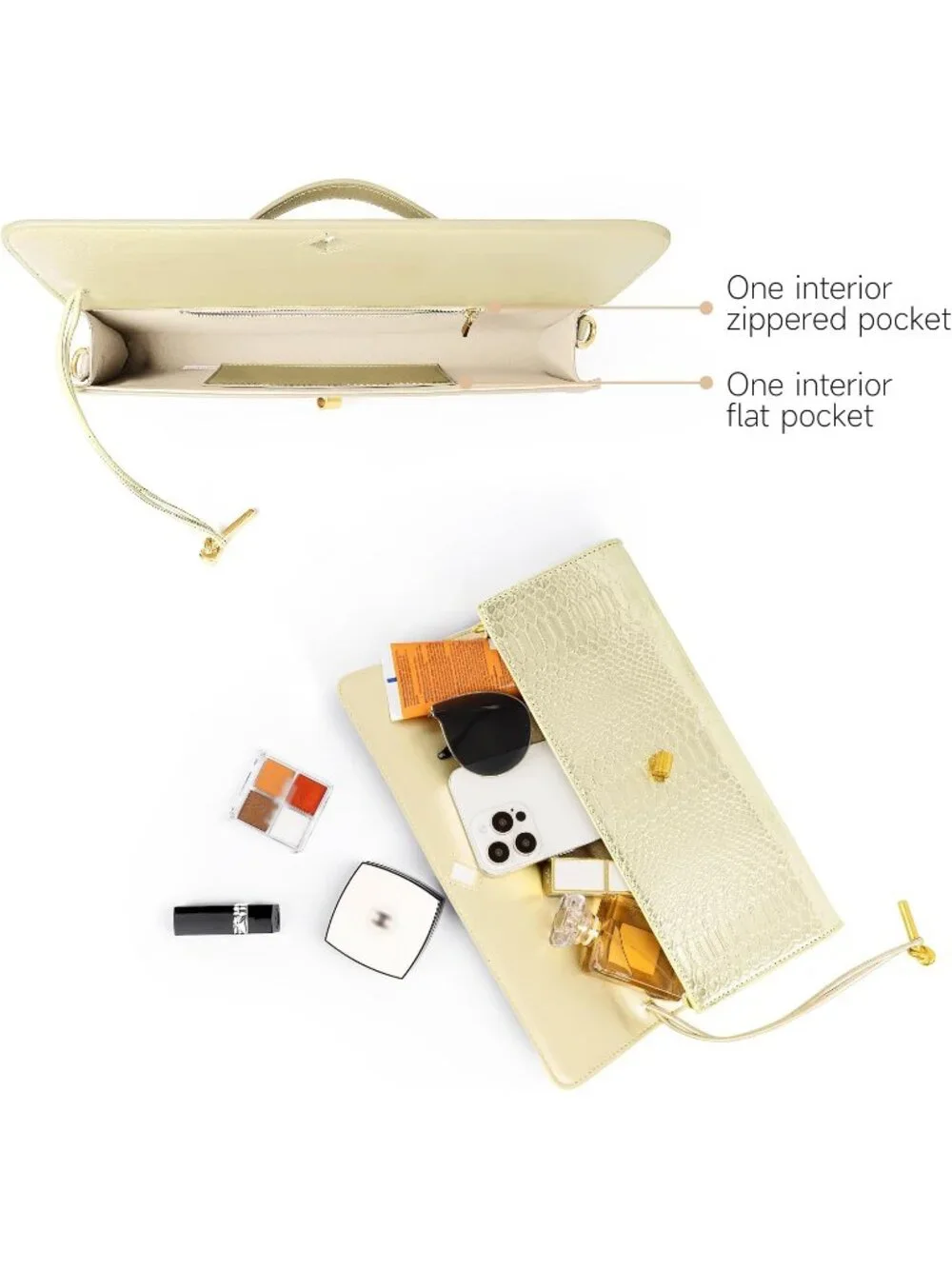 Women Golden Croco Leather Suede Woven Clutch Purse For Evening Crossbody Bag